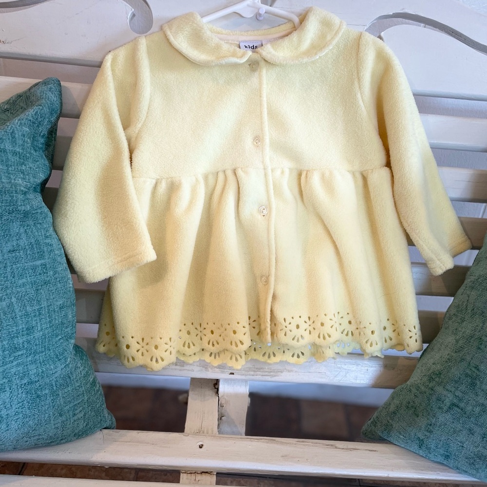 Vintage ‘Kid’s Play’ Yellow Wool Jacket with Scalloped Hem